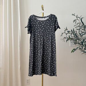 LC Lauren Conrad T-Shirt Dress | Ditsy Floral | Tie Sleeves | XL